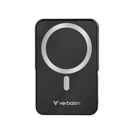 Power bank, mágneses (vezeték nélküli), 10.000mAh, VERBATIM "Charge n Go", fekete