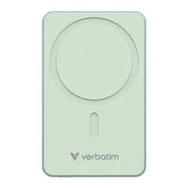 Power bank, mágneses (vezeték nélküli), 10.000mAh, VERBATIM "Charge n Go Essentials", zöld