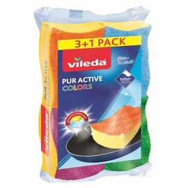 Mosogatószivacs, 3+1 db, VILEDA "Pur Active Colors"