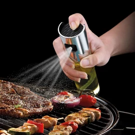 Olaj és ecet permetező spray, rozsdamentes acél, üveg, 100 ml