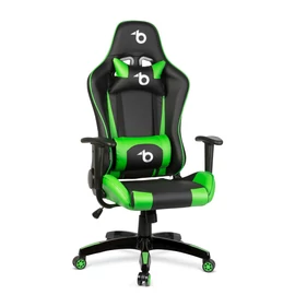 Gamer szék, derékpárnával, fejpárnával, zöld