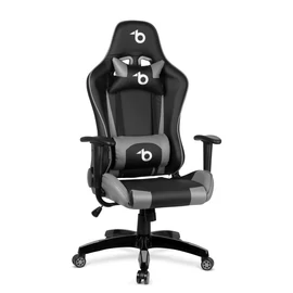 Gamer szék, derékpárnával, fejpárnával, szürke