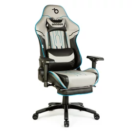Gamer szék párnával - szürke/fekete/kék - 84 x 52 / 48 x 50 cm