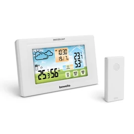 Digitális hőmérő és ébresztőóra, kültéri / beltéri, USB-s, elemes, fehér