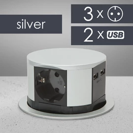 Elosztó, rejtett, 3-as + USB-A + Type-C