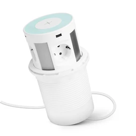 Rejtett elosztó, 4-es + vezeték nélküli töltés + 2xUSB + 2xType-C, fehér