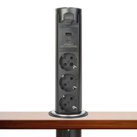 Motoros rejtett elosztó, "Touchcontrol", 3-as + USB + Type-C, fekete