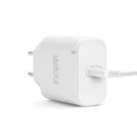 Adapter, Type-C, gyorstöltő, PD20W, fehér
