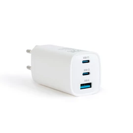Hálózati Adapter USB + Type-C PD45W gyorstöltéssel, fehér