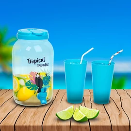 Italadagoló csappal, műanyag pohárszettel, 3,8 l, trópusi