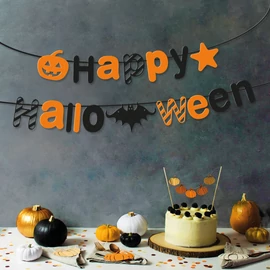Halloween-i papír girland, "Happy Halloween" felirat, 3,5 m