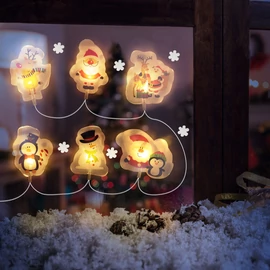 Karácsonyi LED-es fényfüzér, gél ablakmatrica, 6 LED, 2 x AA