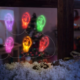 Karácsonyi LED-es fényfüzér, gél ablakmatrica, 6 LED, 2 x AA