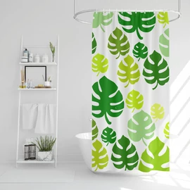 Zuhanyfüggöny szett fürdőpamaccsal - 3 féle - kék, zöld mintás - 180 x 180 cm