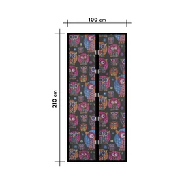 Szúnyogháló függöny ajtóra, mágneses, 100 x 210 cm, baglyos