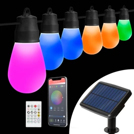 Smart szolár fényfüzér, 30 db RGBIC LED, 13 m, bluetooth