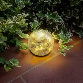 Leszúrható szolár üveggömb, 10 cm, 10 melegfehér LED