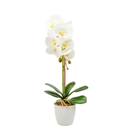 Műnövény dekoráció - orchidea - fehér - 42 cm