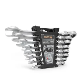 Racsnis csillag-villáskulcs készlet, 8,10,13,14,15,17,19, 21 mm, flexibilis fejjel