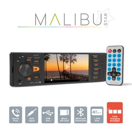 Multimédiás fejegység "Malibu Star", 1 DIN, 4 x 50 W, BT, MP3, AUX, SD, USB