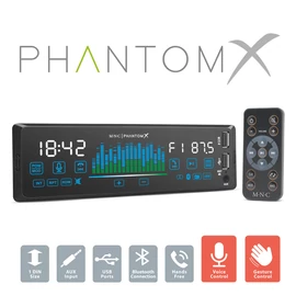 Fejegység "PhantomX", 1 DIN, 4 x 50 W, gesztusvezérlés, BT, MP3, AUX, USB