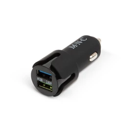 Autós szivargyújtó adapter, 2 x USB aljzattal, 2,4 A, Fekete
