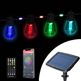 Smart szolár fényfüzér, 84+15 db RGB LED, 14,5 m, bluetooth