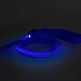 LED-es póráz, akkumulátoros, 120 x 2,5 cm, kék