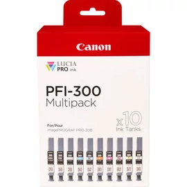 Canon PFI-300 tintapatron 10 db Eredeti Fekete, Kék, Cián, Szürke, Magenta, Fotó fekete, Fotó bíborvörös, Vörös, Sárga