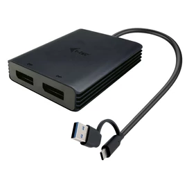 i-tec CADUAL4KDP video átalakító kábel 0,27 M USB Type-A/USB Type-C 2 x DisplayPort Fekete