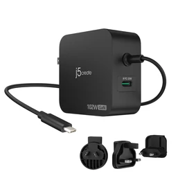 j5create JUP25102V Fejhallgató, Kézi számítógép, Mobiltelefon, Laptop, Hordozható játékkonzol, Okostelefon, Okosóra, Táblagép Fekete Váltakozó áram, USB Beltéri