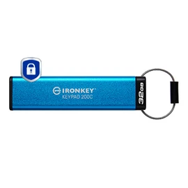 Kingston Technology IronKey Keypad 200 USB flash meghajtó 32 GB USB C-típus 3.2 Gen 1 (3.1 Gen 1) Kék