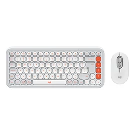 Logitech POP Icon vezeték nélküli billentyűzet + egér szett, US Angol kiosztás, piszkosfehér (920-013141)