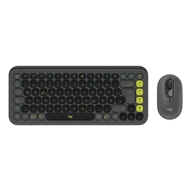 Logitech POP Icon Combo vezeték nélküli billentyűzet és egér, német kiosztás, grafit-zöld (920-013115)