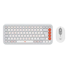 Logitech POP Icon Combo vezeték nélküli billentyűzet- és egérkészlet, német kiosztás, törtfehér-narancssárga (920-013107)