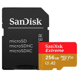 EXTREME PLUS MICROSDXC 256GB+SD ADAPTER 200MB/S 140MB/S A2 C10 V