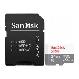 64GB SANDISK ULTRA MICROSDXC + SD ADAPTER 100MB/S CLAS 10 UHS-I