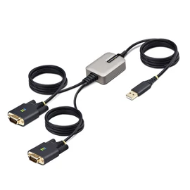 StarTech.com 2P6FFC-USB-SERIAL csatlakozó átlakító USB-A 2 x DB-9 RS-232 Fekete, Szürke