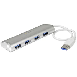 StarTech.com ST43004UA hálózati csatlakozó USB 3.2 Gen 1 (3.1 Gen 1) Type-A 5000 Mbit/s Ezüst, Fehér