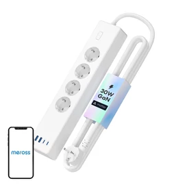 Meross MSP844(EU) intelligens gyorstöltő konnektor, 4 konnektor + 2x USB-A + 2x USB-C (Matter)