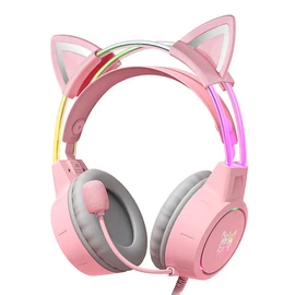 ONIKUMA X15Pro Gaming fejhallgató rózsaszín/macskafülek