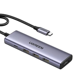 UGREEN CM511 hub, USB-C, HDMI 4K 60Hz, 3x USB 3.0 5Gbps, PD 100W (ezüst)