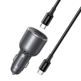 UGREEN EC705 autós töltő, USB + 2x USB-C, 130 W + 1m 5A kábel