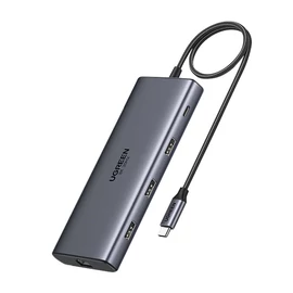 UGREEN CM639 10 az 1-ben USB-C hub, 2x HDMI, 3x USB, USB-C, SD/TF, RJ45, 100 W PD, 8K