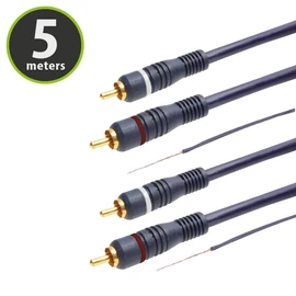 RCA - RCA kábel RCA x2 apa - RCA x2 apa stereo 5m árnyékolt DeLight 20155