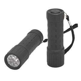 LED zseblámpa, PVC 9 LED-es + ajándék elemek különböző színekben