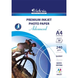 Fotópapír, A4, 240 g, fényes, tintasugaras, 50 ív, "Advanced"
