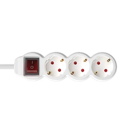 Hálózati elosztó, 3 aljzat, földelt, 1.5 méter, kapcsolóval (NV 3K/WH 1,5 [16 A])
