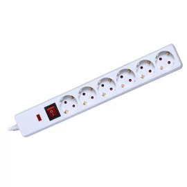 Túlfeszültség védett elosztó-hosszabbító, 6-os, földelt, 1.5 méter kábel, 3×1,5 mm2, 16A (NVT 06K/WH