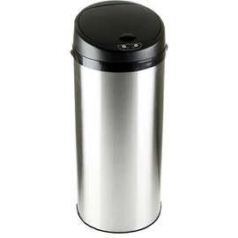 Szenzoros szemetes, rozsdamentes acél, kör alakú, 50 l, ezüst-fekete - sérült